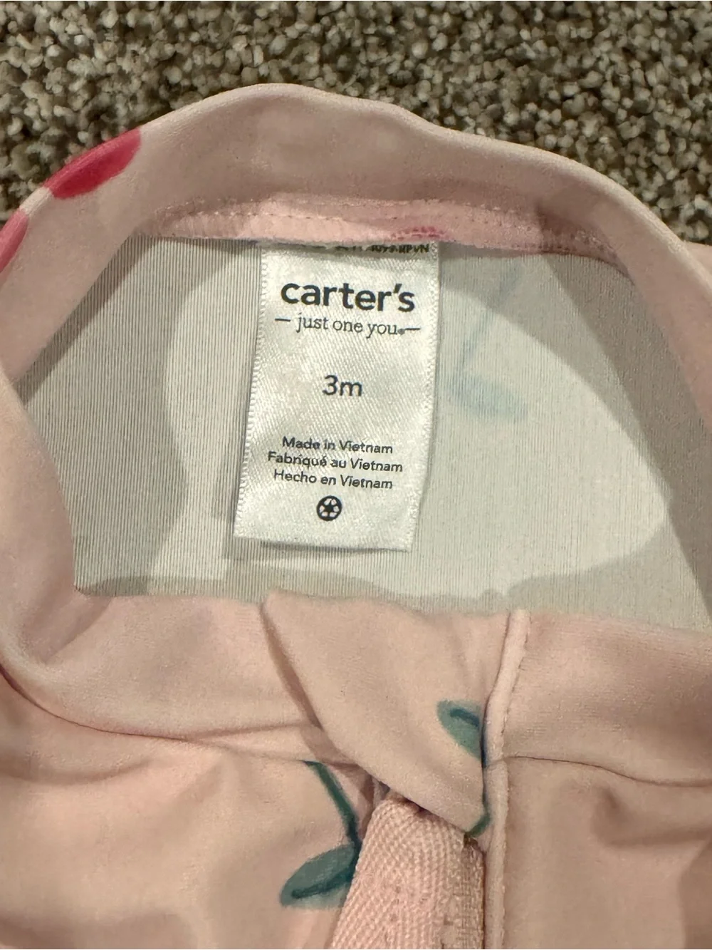 Carter's Pink Cherry-Print Long Sleeve One-Piece Swimsuit